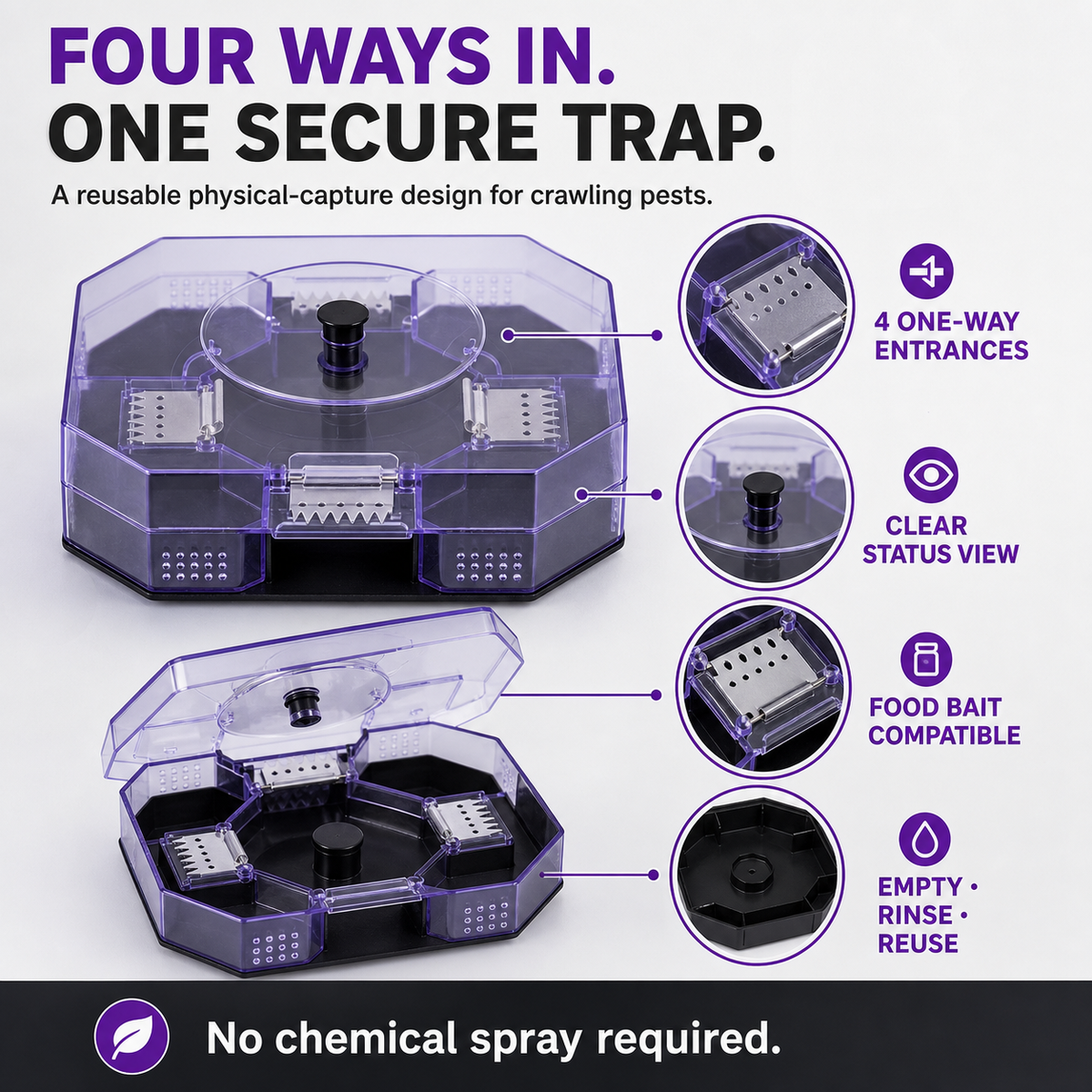 🛡️Reusable No-Spray Roach Trap – Chemical-Free
