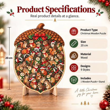 ⏳ Last Day 49% OFF – 🎄 20 cm Christmas Wooden Puzzle with Stand | 9 Festive Designs to Build & Display 🧩
