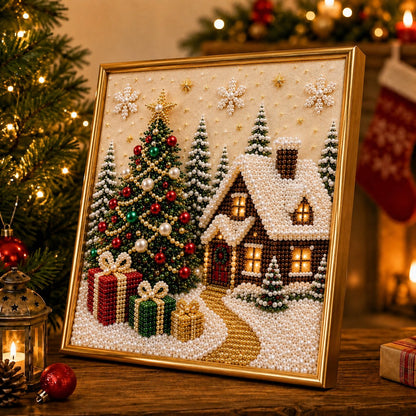 🎄🎅 Premium 3D Pearl Christmas Wall Art Kit | Luxury Flocked Canvas with Scratch-Resistant Non-Fading Pearl Beads DIY Holiday Decor ⛄️❄️(📦Buy 2 Free Shipping)