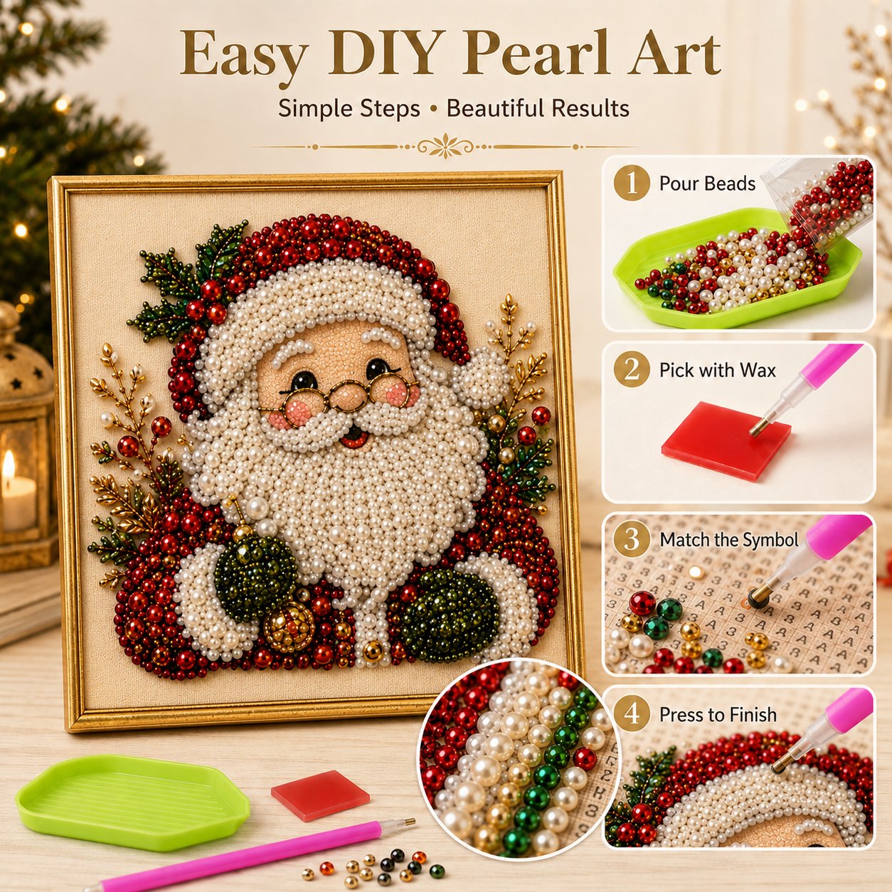 🧘Relaxing & Beginner-Friendly - 🎨💎DIY Christmas Pearl Diamond Painting Art Kit✍️