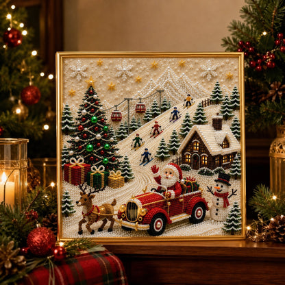🎄🎅 Premium 3D Pearl Christmas Wall Art Kit | Luxury Flocked Canvas with Scratch-Resistant Non-Fading Pearl Beads DIY Holiday Decor ⛄️❄️(📦Buy 2 Free Shipping)