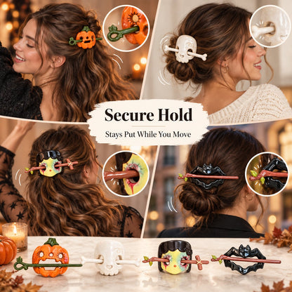Halloween Ceramic Hair Claws & Pins Spooky Gothic Hair Accessories