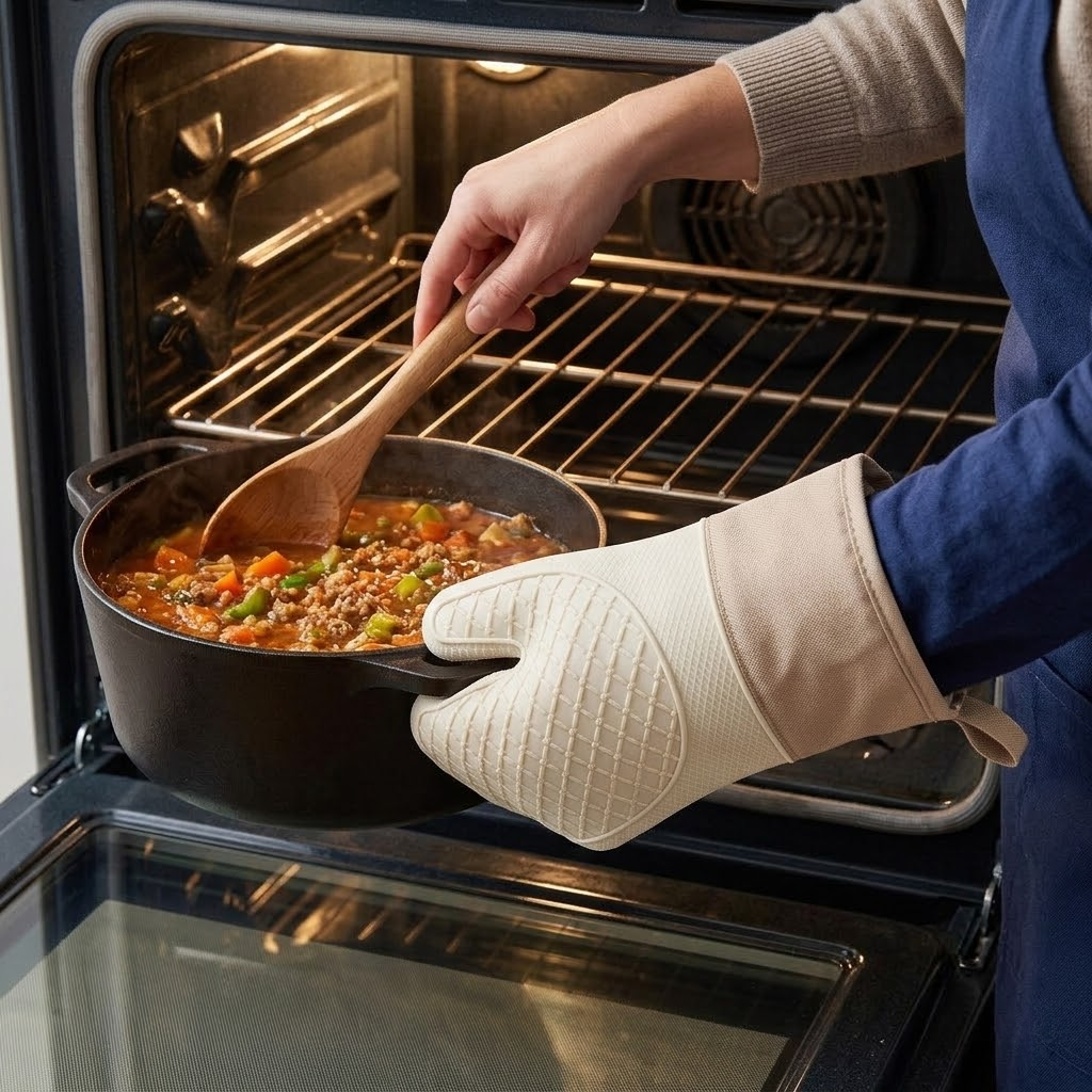 Heat-resistant kitchen gloves