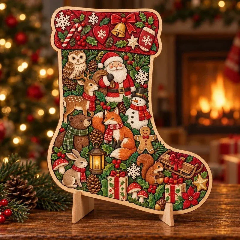 ⏳ Last Day 49% OFF – 🎄 20 cm Christmas Wooden Puzzle with Stand | 9 Festive Designs to Build & Display 🧩