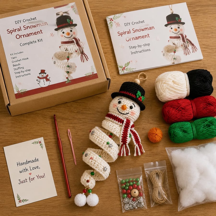 🔥Last Day 50% OFF - 🎅🌲Crochet Snowman Spiral Oranment DIY Kit