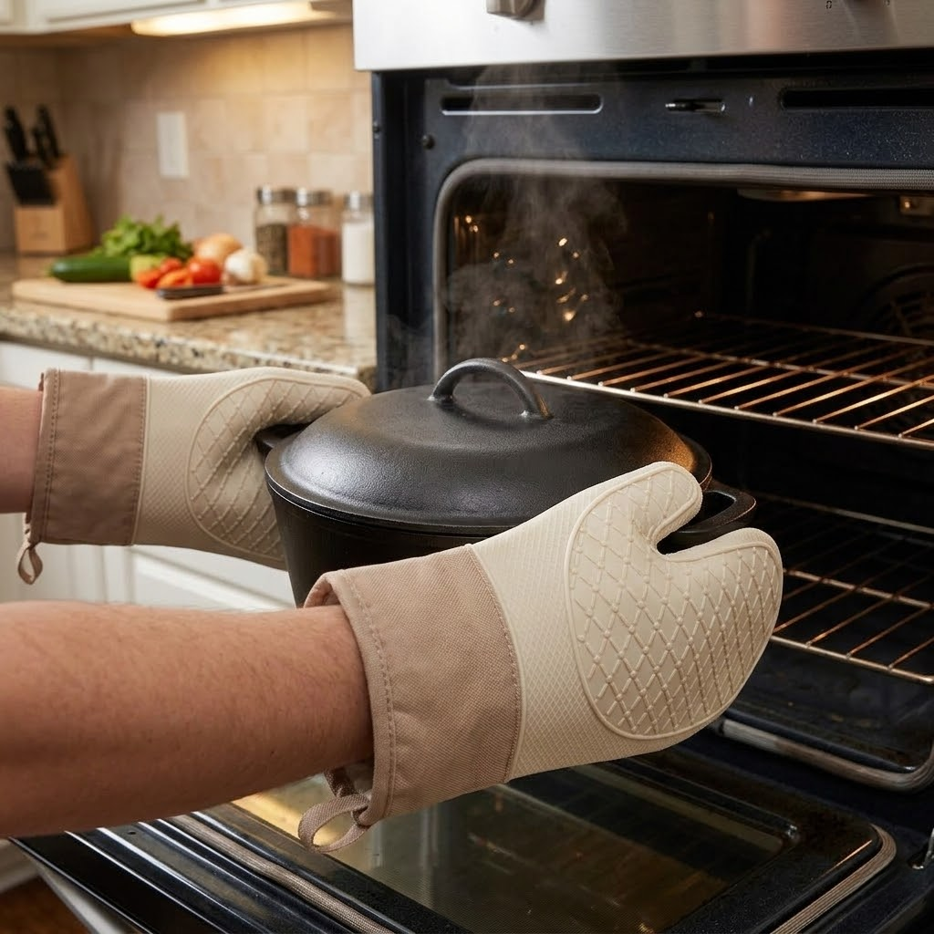 Heat-resistant kitchen gloves