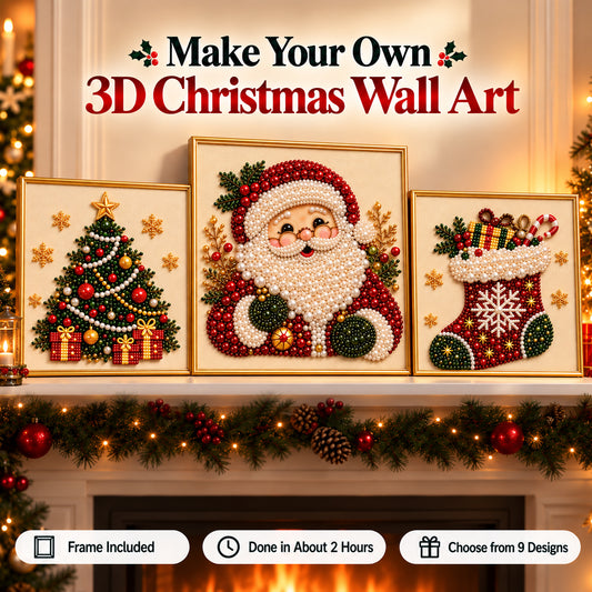3D Christmas Pearl Diamond Painting Kit with Frame