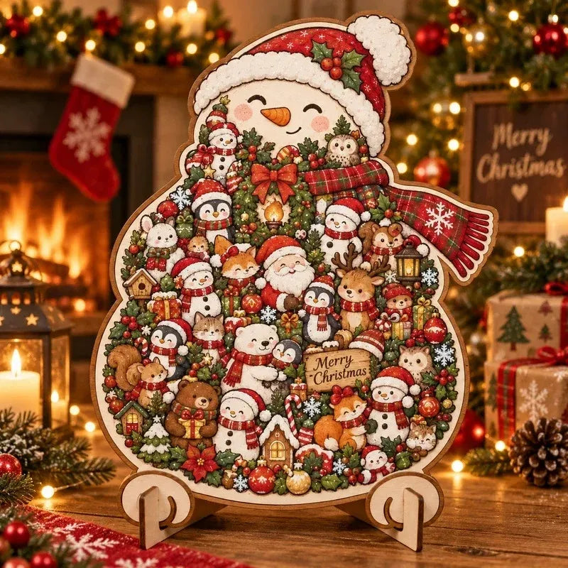 ⏳ Last Day 49% OFF – 🎄 20 cm Christmas Wooden Puzzle with Stand | 9 Festive Designs to Build & Display 🧩