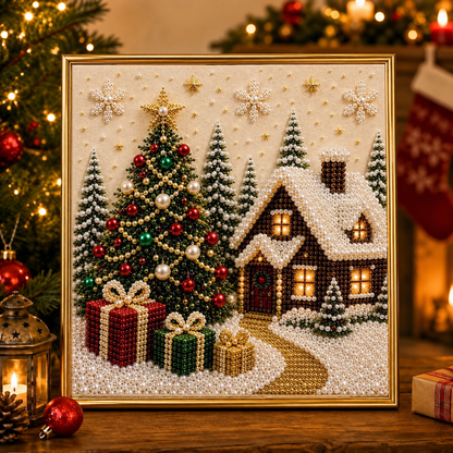 3D Christmas Pearl Diamond Painting Kit with Frame