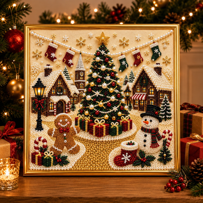 3D Christmas Pearl Diamond Painting Kit with Frame