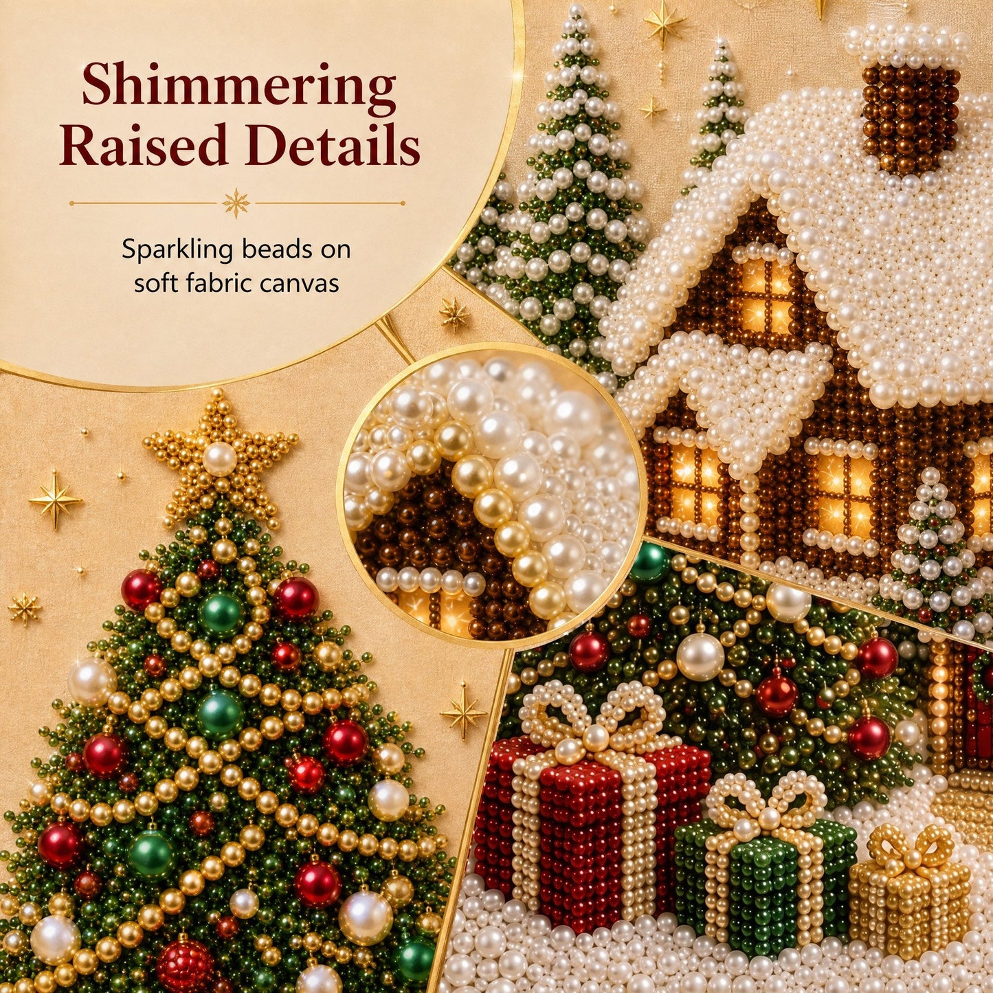🎄🎅 Premium 3D Pearl Christmas Wall Art Kit | Luxury Flocked Canvas with Scratch-Resistant Non-Fading Pearl Beads DIY Holiday Decor ⛄️❄️(📦Buy 2 Free Shipping)