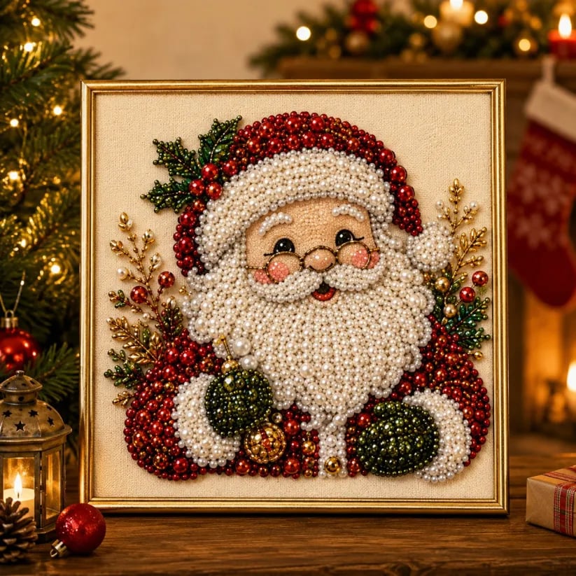 3D Christmas Pearl Diamond Painting Kit with Frame