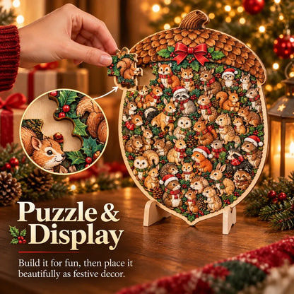 ⏳ Last Day 49% OFF – 🎄 20 cm Christmas Wooden Puzzle with Stand | 9 Festive Designs to Build & Display 🧩