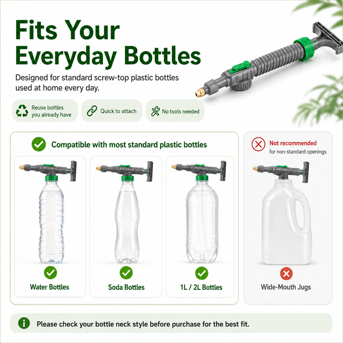 2PCS Reusable Bottle Sprayer Nozzle – Plant Watering & Cleaning Tool