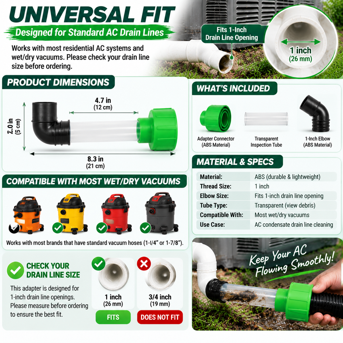 AC Drain Line Cleaner Adapter
