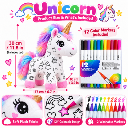 🦄50% OFF🔥DIY Color-In Unicorn Plush Toy Kit