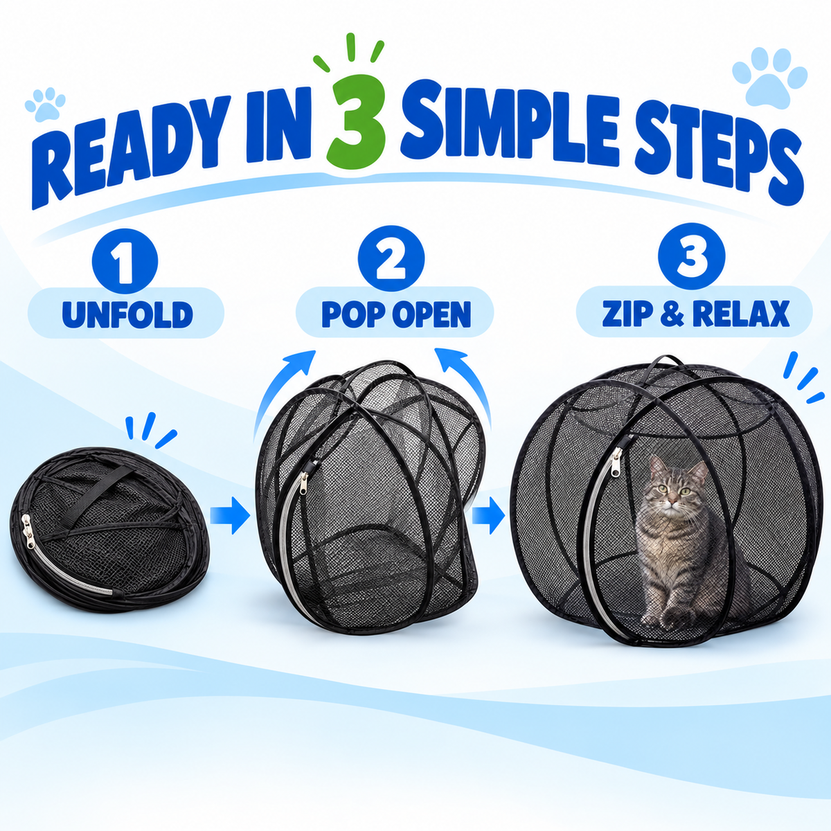 🐱🌿 FreshAir Cat Haven – Pop-Up Mesh Playpen