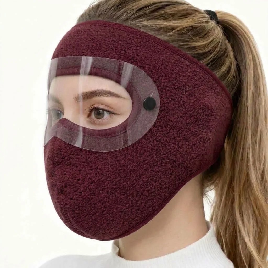 Winter Face Mask with Detachable Goggles, Windproof Thermal Fleece Lined Full Face Cover 🥽