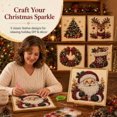 🧘Relaxing & Beginner-Friendly - 🎨💎DIY Christmas Pearl Diamond Painting Art Kit✍️