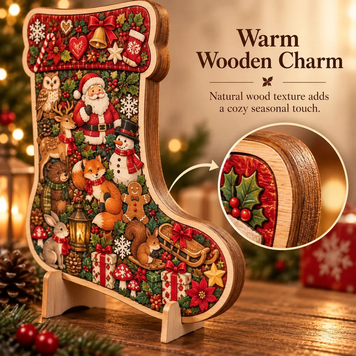 ⏳ Last Day 49% OFF – 🎄 20 cm Christmas Wooden Puzzle with Stand | 9 Festive Designs to Build & Display 🧩