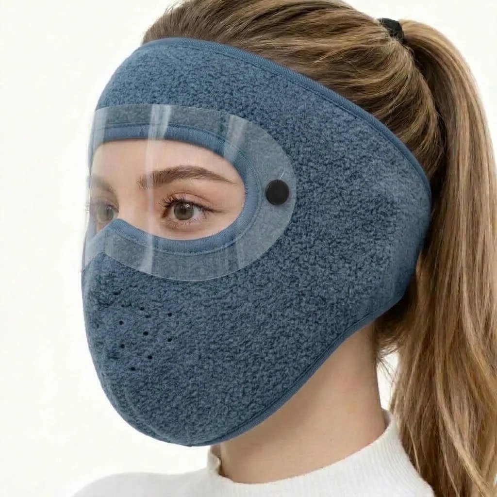 Winter Face Mask with Detachable Goggles, Windproof Thermal Fleece Lined Full Face Cover 🥽