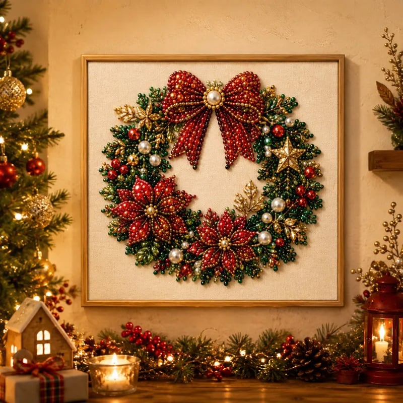 3D Christmas Pearl Diamond Painting Kit with Frame