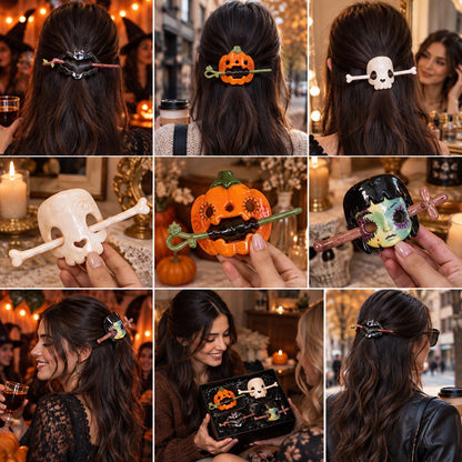 Halloween Ceramic Hair Claws & Pins Spooky Gothic Hair Accessories